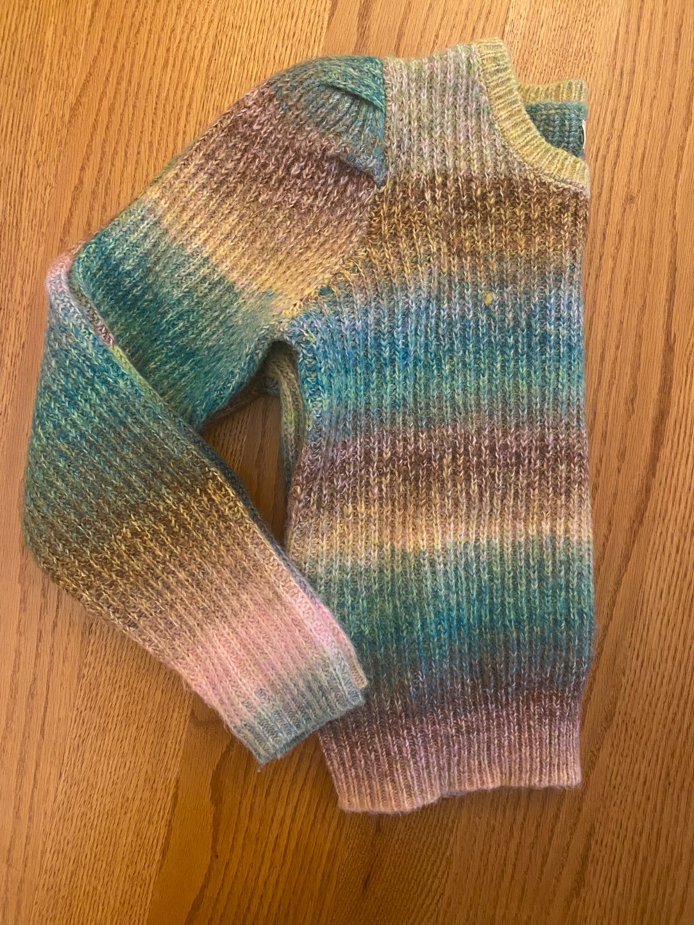 Jessica Simpson Multicolor Striped Cowl Sweater in Teal, Pink & Cream